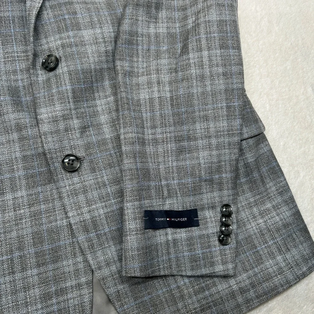 Tommy Hilfiger Modern-Fit Sport Coat Mens 38R 38 Gray Plaid‎ $295 NEW